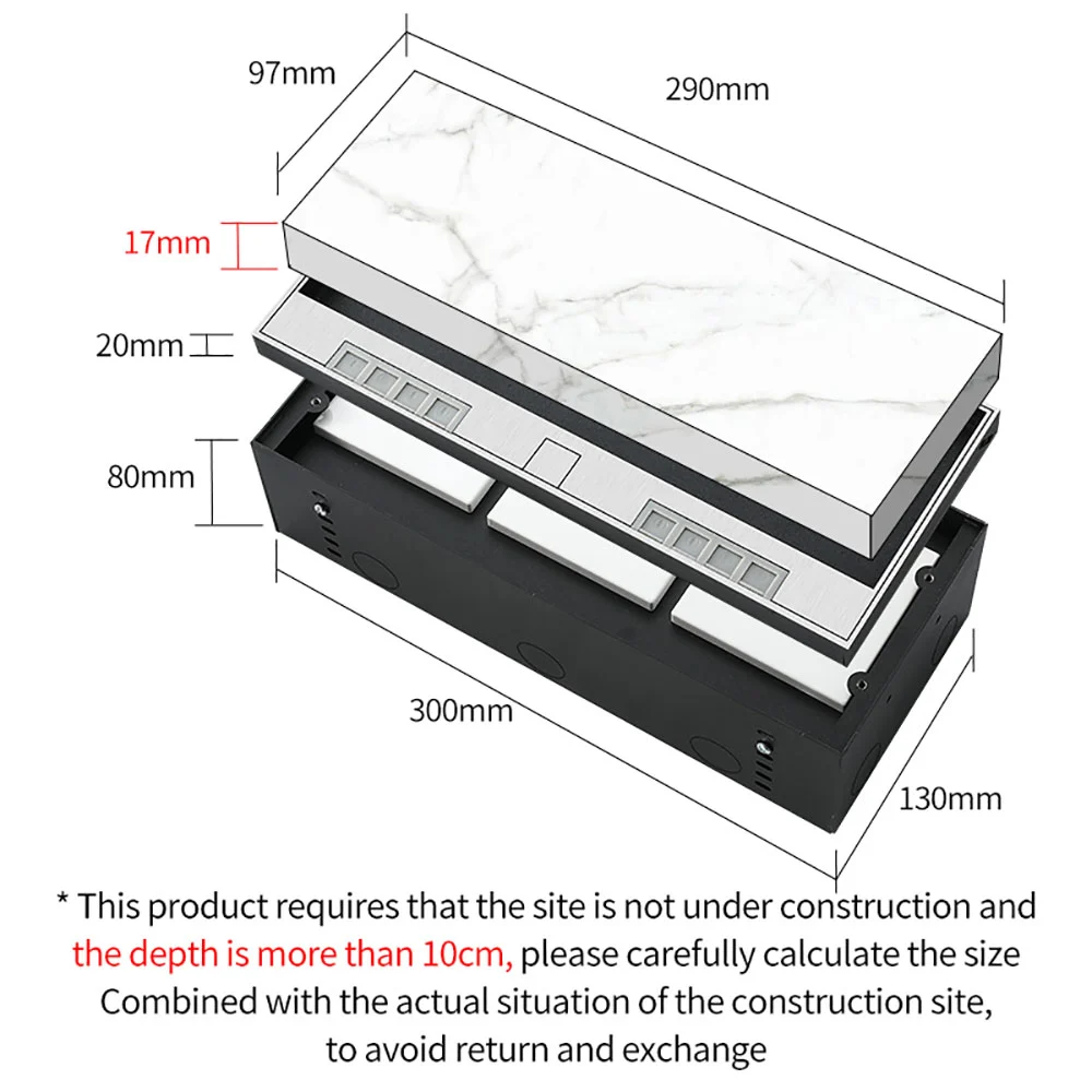 300 recessed floor socket Adjustable bottom box