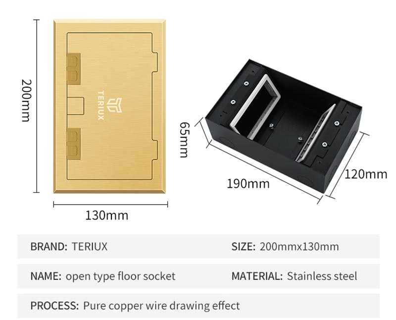 200 Open type Side insertion floor socket