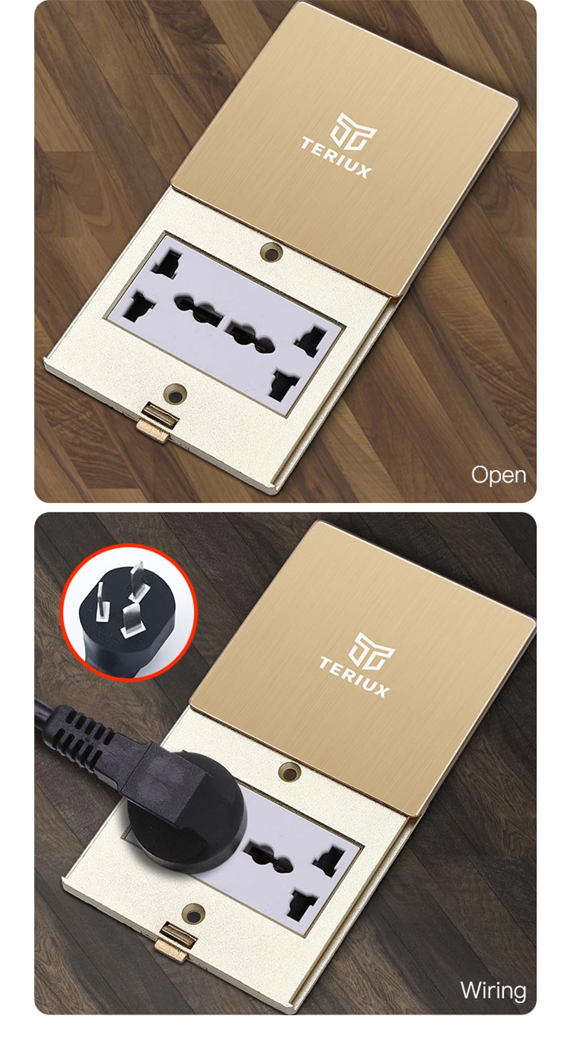 Small 86 Flat push floor socket golden