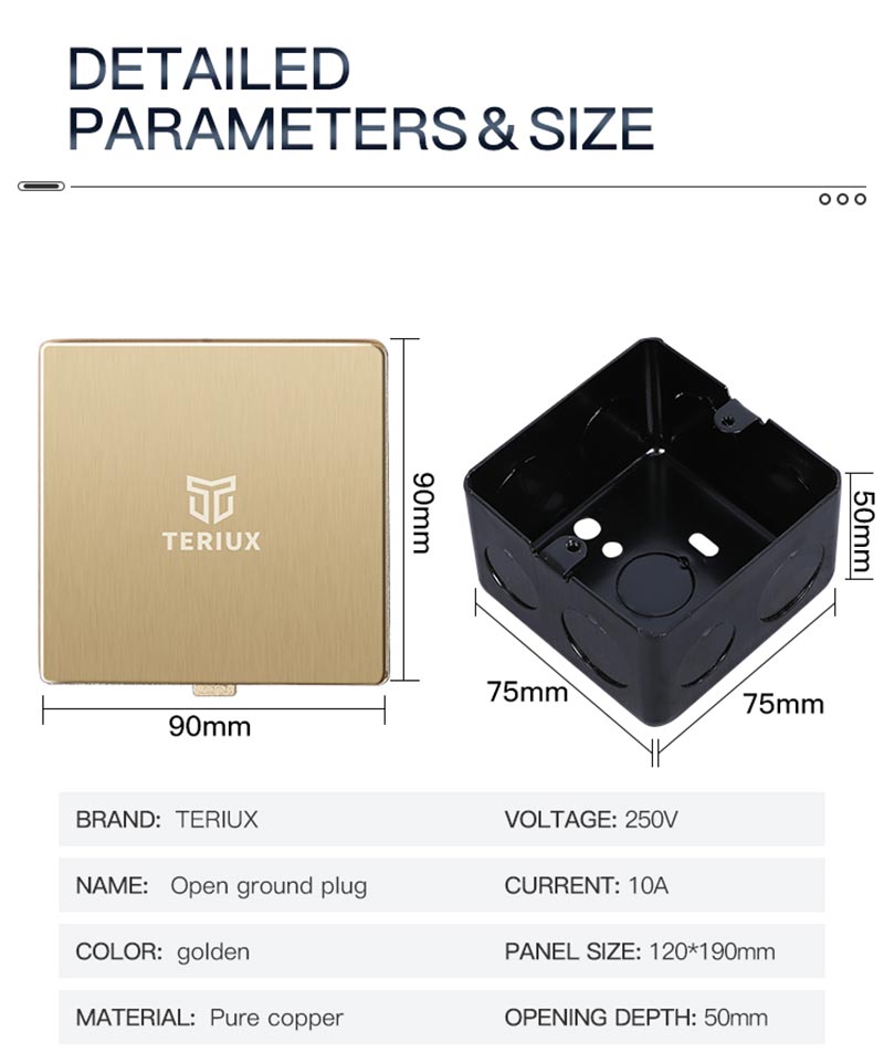 Small 86 Flat push floor socket golden