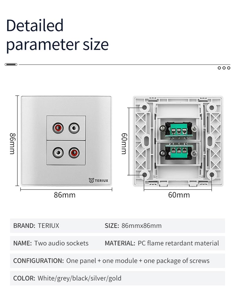 2 Holes Audio wall socket