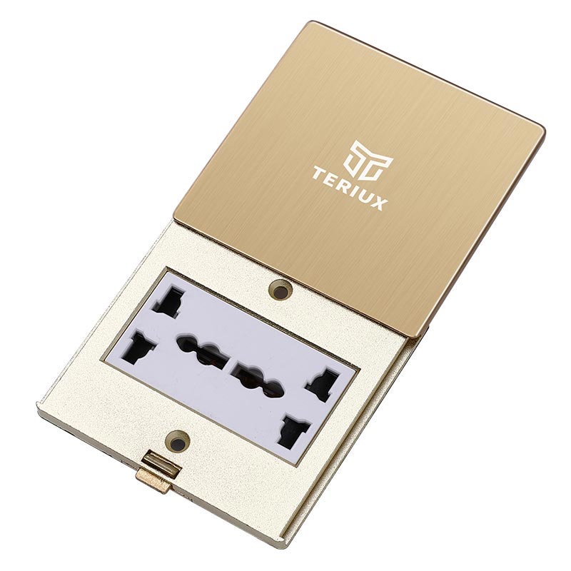 Small 86 Flat Push Floor Socket Golden