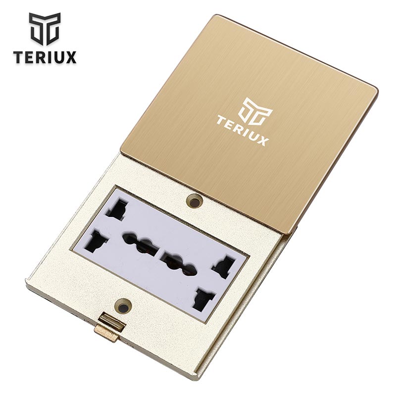 Small 86 Flat Push Floor Socket Golden