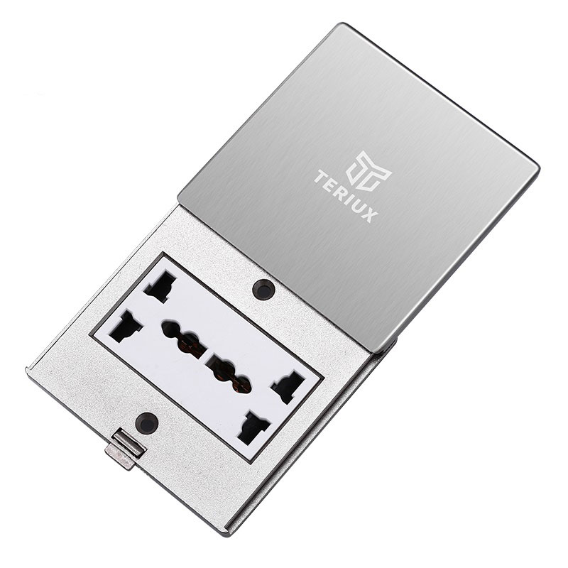 Small 86 Flat Push Floor Socket Silver